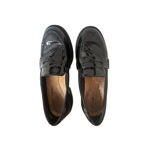 Clarks Collection Women’s Black Patent Leather Loafers 6.5 | Chunky Sole Comfort